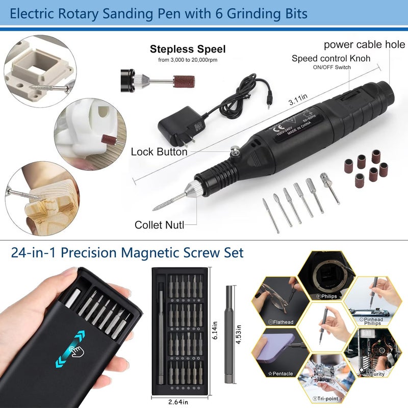 AEORUM 124Pcs 3D Printing Accessory Tools with Tool Bag for 3D Printer Modeler Basic Tools Diverse 3D Print Nozzle Cleaning Kit Mini Rotary Tool 3D Printer Tools for Remove/Trim and Finish 3D Print - Image 2